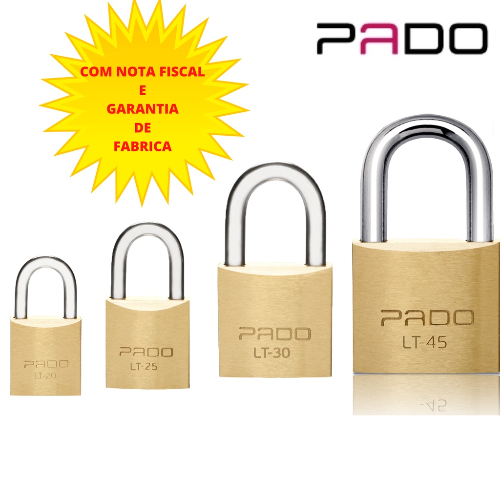 Cadeado Pado 20mm, 25mm, 30mm, 45mm Latao Original C/ 2 Chaves Shopee Brasil