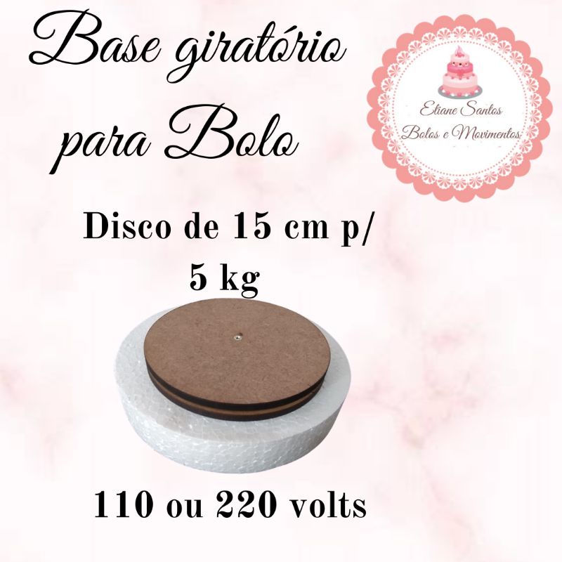 Base giratória para bolo 15 cm p/ 5kg 110 ou 220 volts