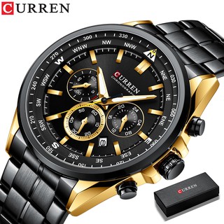 CURREN Top Marca Luxo Da Relógio Masculinos Original Moda Quartzo Cronógrafo Esporte Casual 8399 em Oferta na Shopee