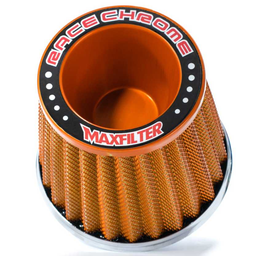 FILTRO AR GRANDE MONOFLUXO TELA  ALUMINIO BASE RÍGIDA DOURADO RACE CHROME