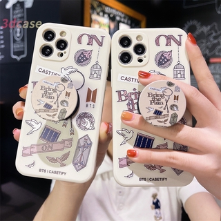 Capa Flexível Em Tpu Com Suporte Ilustração Tendência Coreana Do Bts Para Iphone 12 Mini 12 Pro Max 11 13 Pro Max Mini 6 7 6s 8 Plus X Xr Se 2020 6splus 7plus 6plus 8plus Xs Max