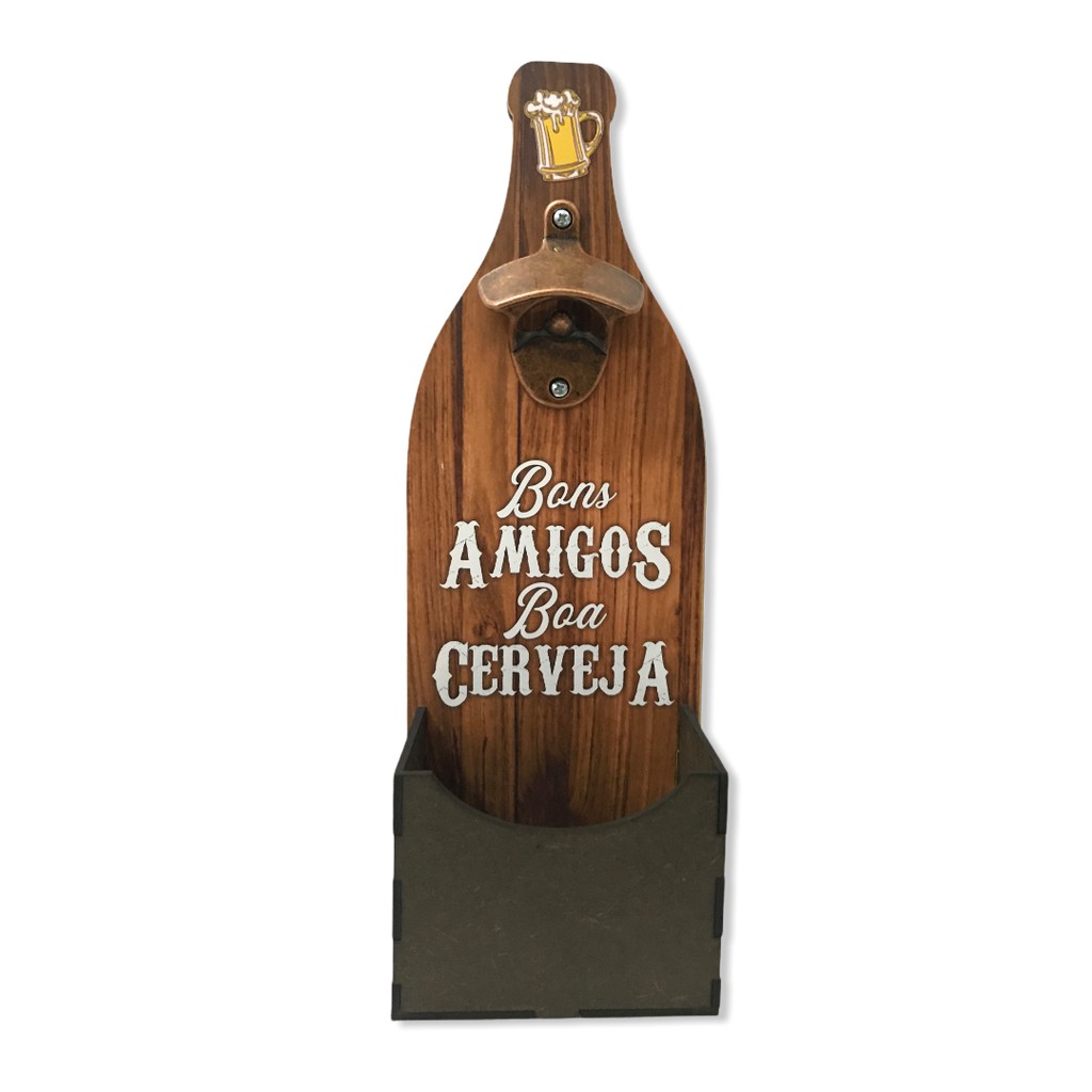 Abridor Garrafas De Parede Venteje Bar Cerveja Tampinha MDF Adesivo