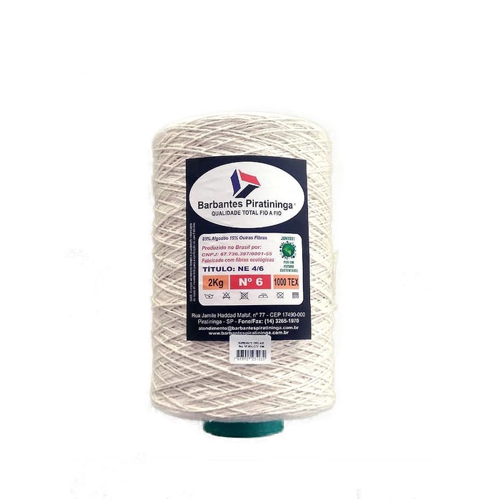 Barbante 2Kg fio 8 Cru big cone crochê tricô tear artesanato macramê amigurumi algodão tapete