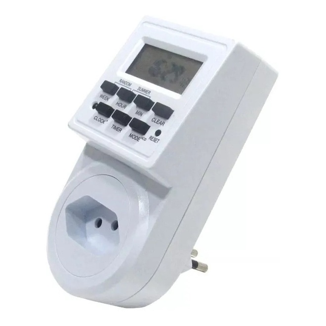 Temporizador Digital  Timer Digital Tomada Energia Bivolt 10AP 1100W (110V) - 2200W (220V)