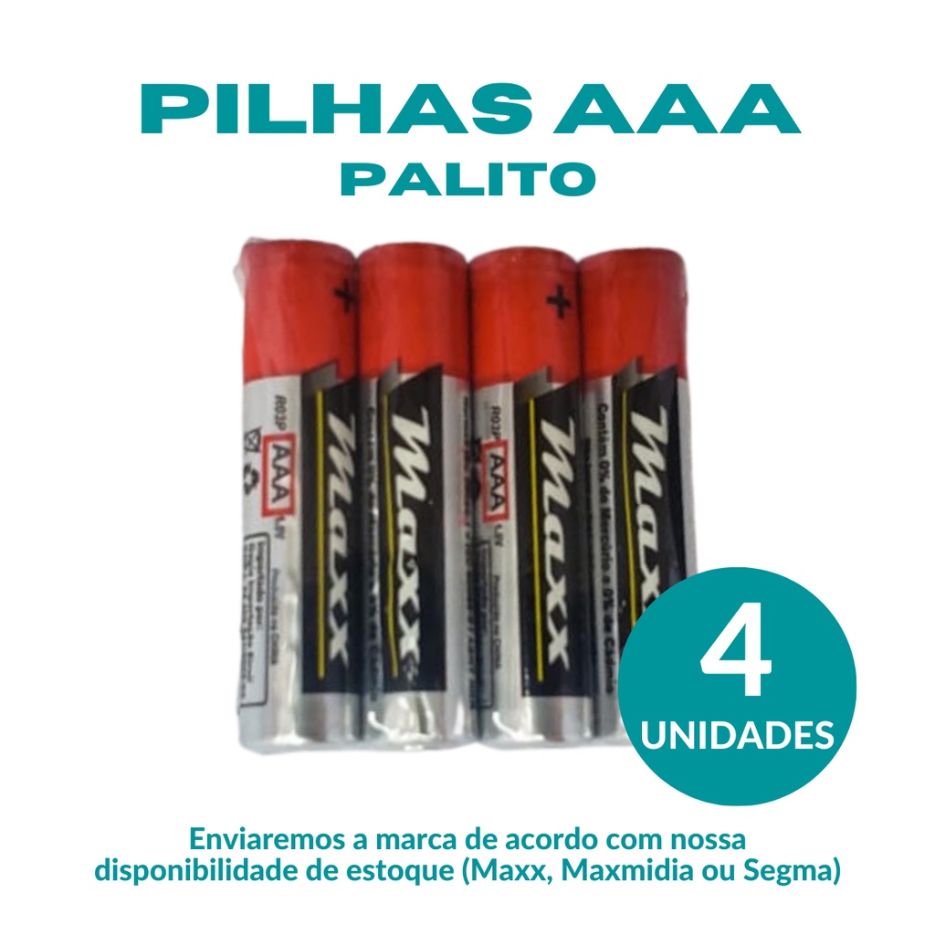 Pilha AAA Palito 4 Unidades Para Eletrônicos