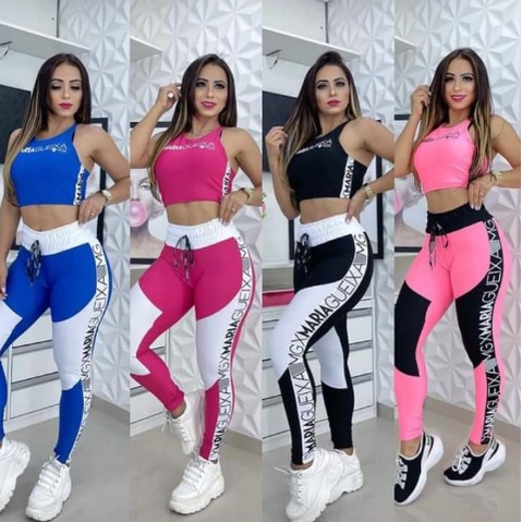 Conjunto Maria gueixa Cropped Lançamento Legging Cintura alta Moda Blogueira