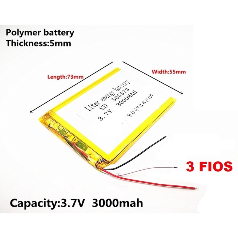 Bateria Tablet Foston 7 polegadas 5mm X55mm X 73mm 3 Fios 3000mah em Oferta na Shopee