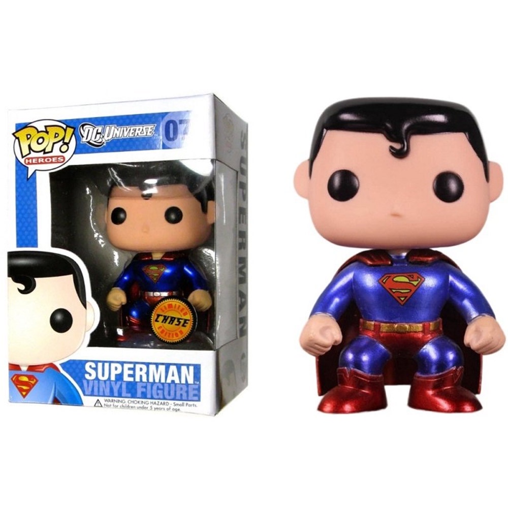 FUNKO POP CHASE HEROES DC SUPER HEROES - SUPERMAN 07 METALLIC - NOVO ORIGINAL