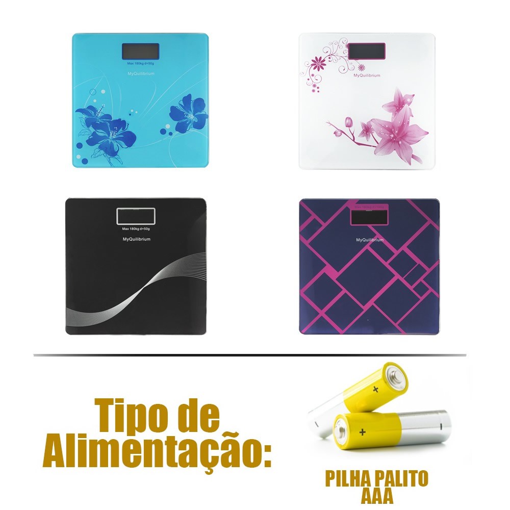 Balança Digital De Vidro Temperado MYQuilibrium Até 180kg Novas Cores