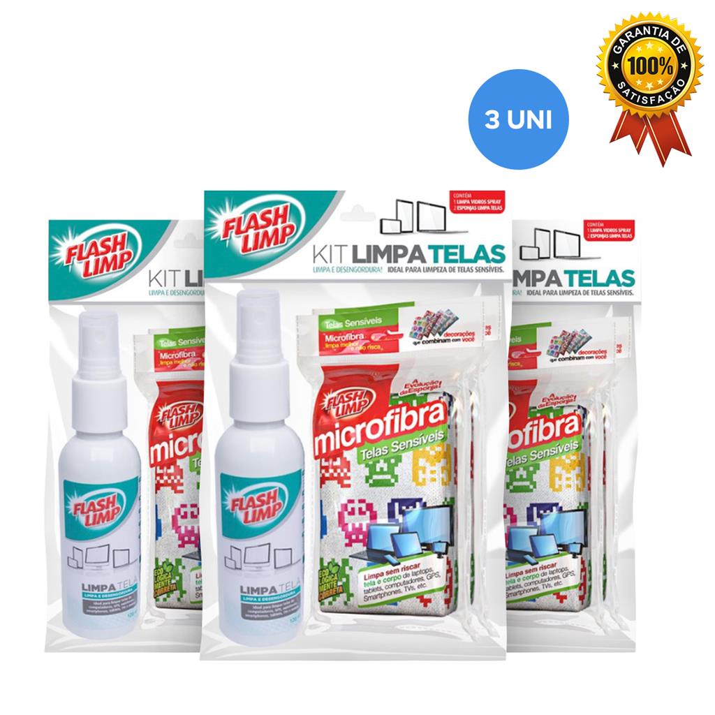 Kit Limpa Telas Estampas Sortidas Kit 3 Uni KIT0528 Flash Limp - Home & Living