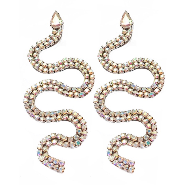 Brinco Feminino Cobra Serpente Dourado Strass Furtacor Luxo Halloween festa pedra brilhante acrilico leve snake strass