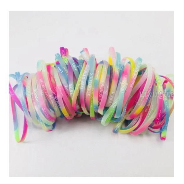 Pulseira De Silicone Fina Unissex Multicolorida Varias Palavras Ingles 18 Cm----- Envio Imediato!!!!!!!!!!!!!!!!!!!!!!!!!!!!