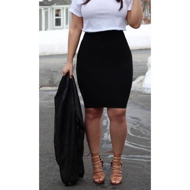 SAIA - MIDI- LAPIS -Evangélicas- MODELO SECRETARIA Social Feminina Lisa JUSTA COLADA CORES Preta Azul Bordo PP M G GG