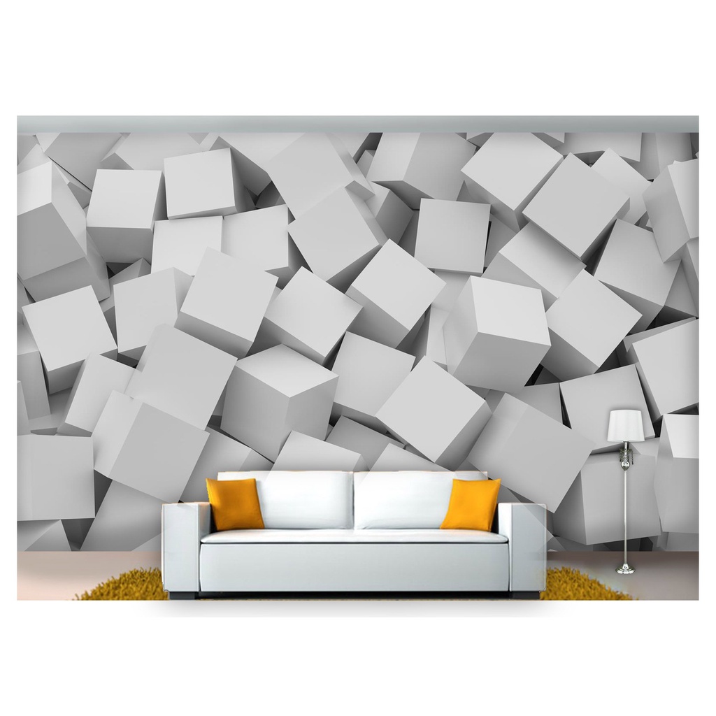papel de parede Imitação textura Gesso cubo 3D 7,5m² TXT22