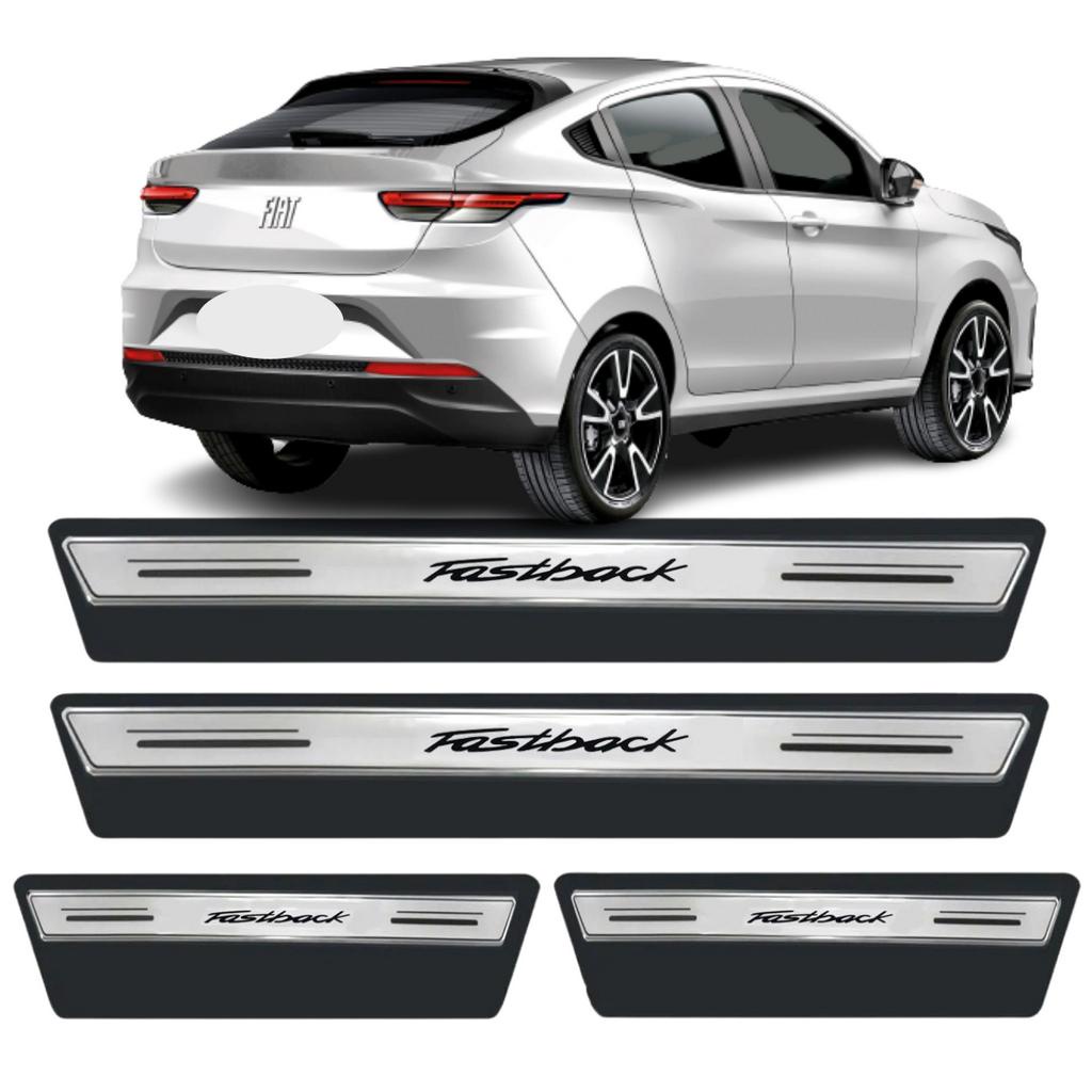 Soleira Proteção Porta Resinada Aço Escovado Fiat FastBack 2022 2023