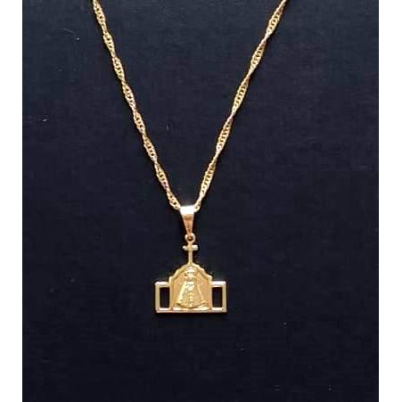 Colar correte gargantilha folheada folheado ouro com pingente igreja Basílica Nossa Senhora Aparecida