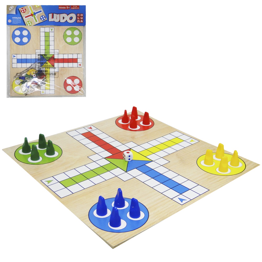 Jogo Ludo Com Tabuleiro De Madeira Mdf Dado E Pinos Shopee Brasil