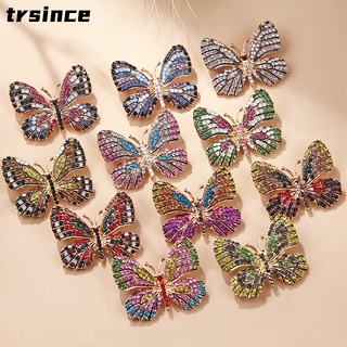 trsince Moda Popular Bonito Colorido Diamante Borboleta Animal Broche Pin Jóias Acessórios Da Festa De Casamento Das Mulheres