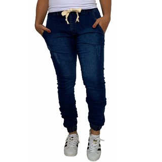 calça jeans feminina com elastico no tornozelo