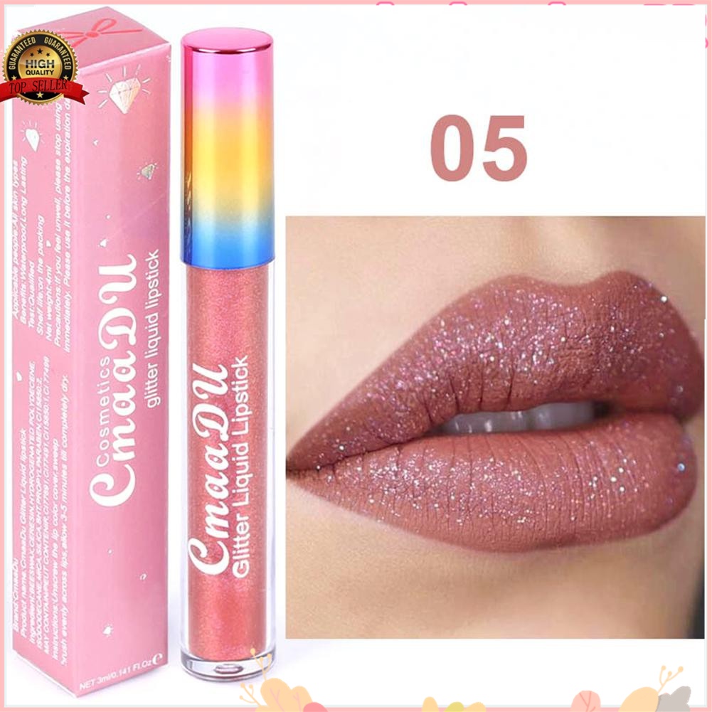 CmaaDu Brilho Labial Glitter Diamante Fosco Metálico PK HANDAIYAN CAKAILA