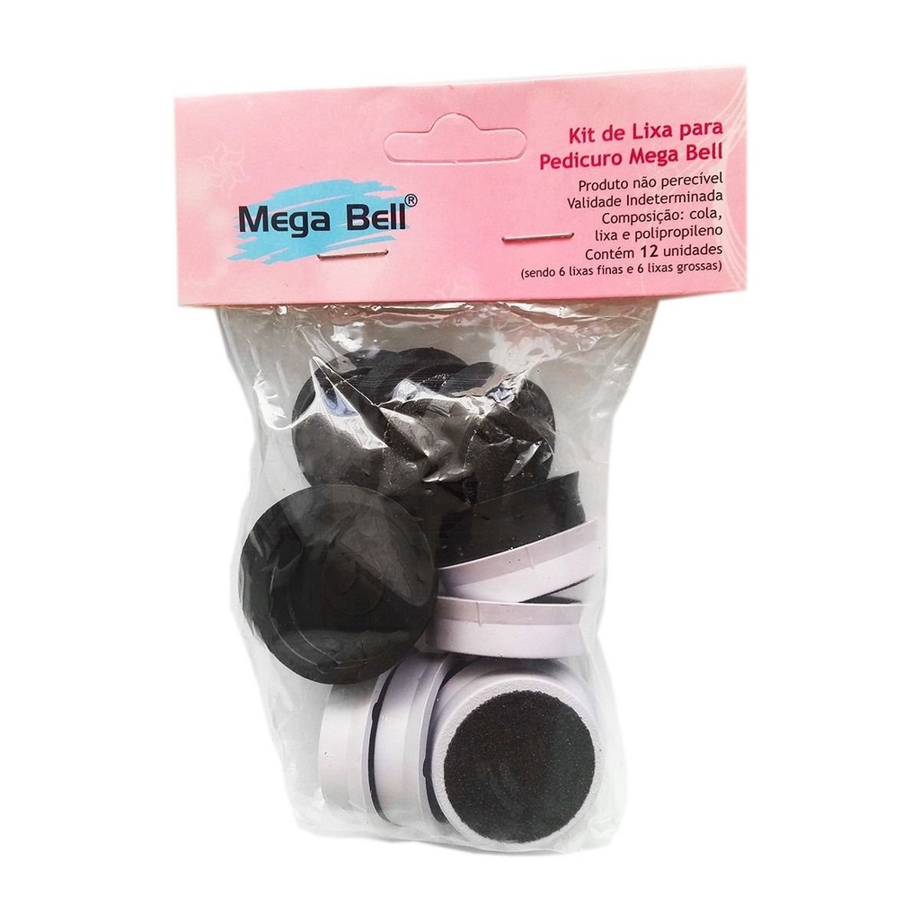 Refil Para Pedicuro Mega Bell Com 12 Lixas
