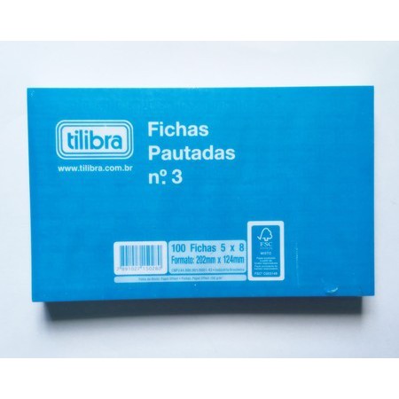 Ficha Pautada Número 3 - 5x8 100 Folhas Anotaçoes/uso Domestico/trabalho/empresa/mercado/lanchonete/estudar Envio Em 24h