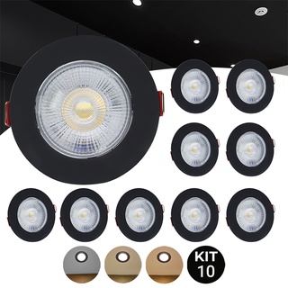 Kit 10 Spot Led Direcionável Redondo 7w Capa Preto Luz Forte em Oferta na Shopee