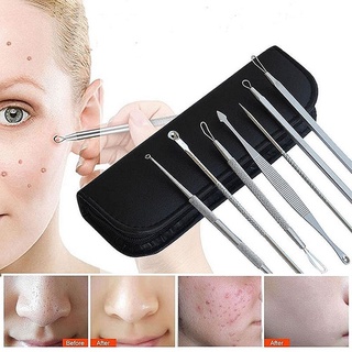 Kit 7 Curetas Remove Cravos Espinhas Aço Inoxidável C/estojo