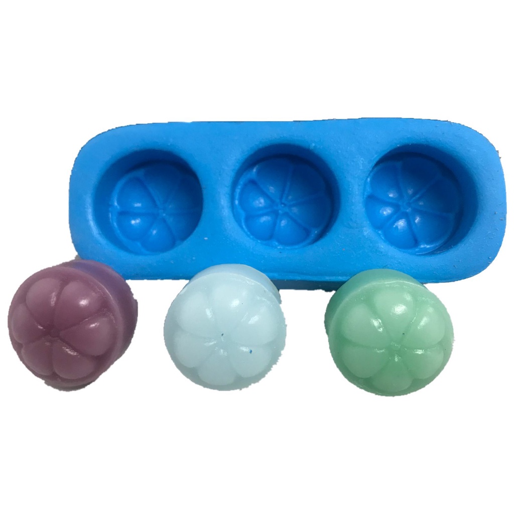 Molde de silicone - Vela Flutuante P 3 cav. Sabonete Vela Resina Biscuit Gesso Organite