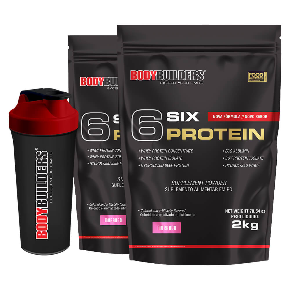 Kit 2x 6 Six Protein 2kg + Coqueteleira – Bodybuilders - Whey Protein Exclusivo!