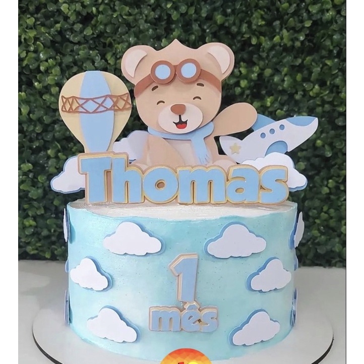 topo de bolo ursinho baloeiro