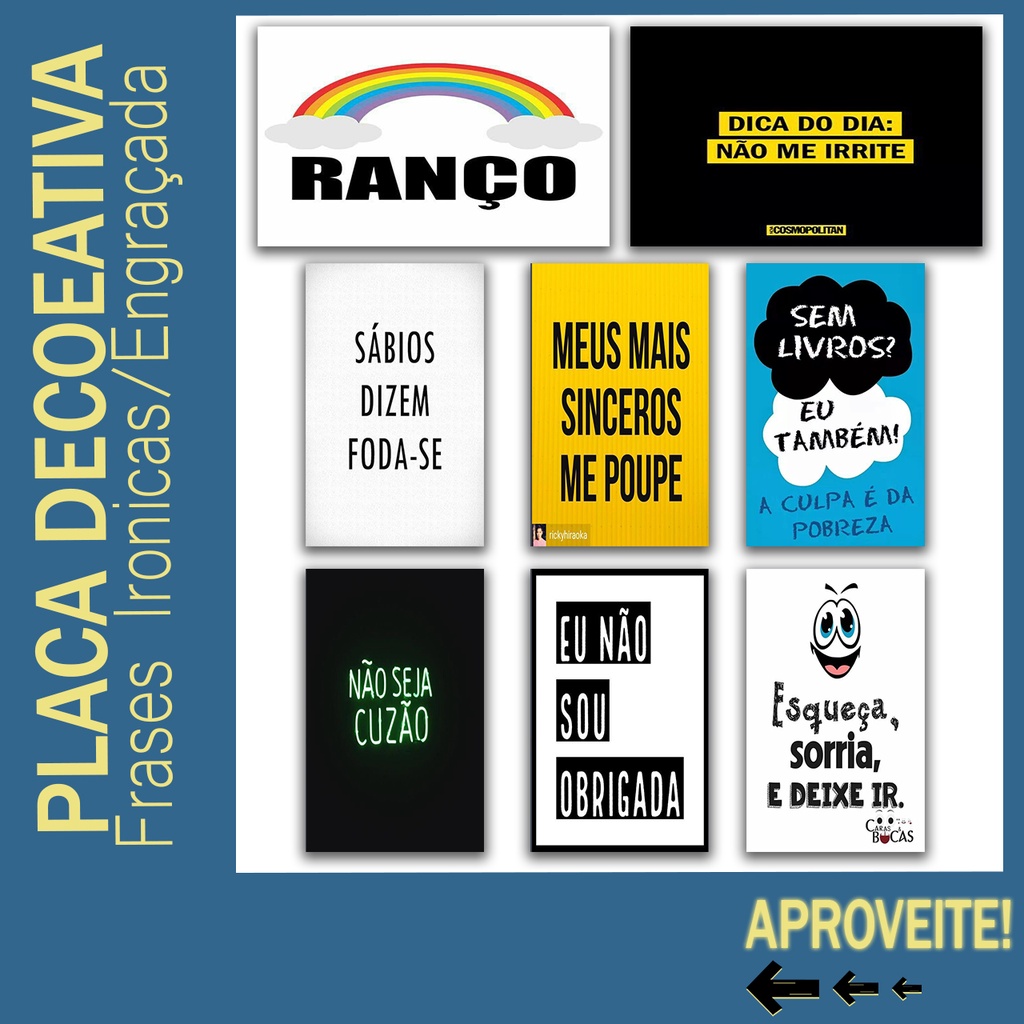 IRONICAS - Placa Decorativa - Engraçada/ Quadro de frases