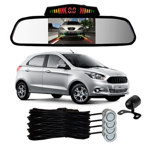 Sensor De Ré + Espelho Camera Ré Ford Ka Prata em Oferta na Shopee