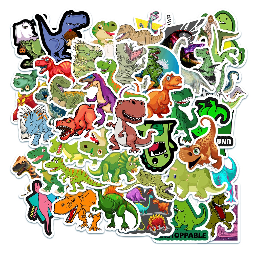 50 Unidades/Conjunto Adesivos De Graffiti De Dinossauro De Desenho Animado À Prova D'água Para Crianças