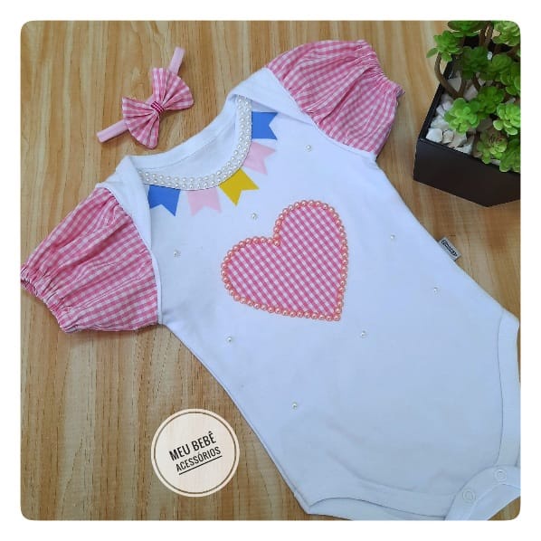 Roupa de Festa Junina Infantil Vestido de Festa Julina Bebe para Bebê São João Primeiro Arraia Bodie Arraial Menina