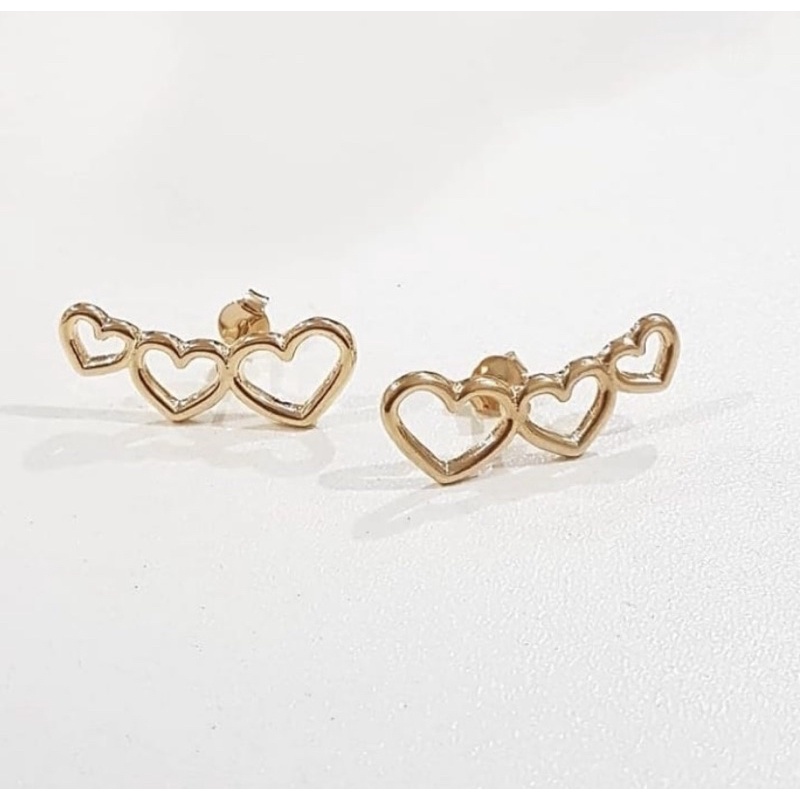 Brinco Ear Cuff Coração Vazado Banhado A Ouro 18k Antialérgico