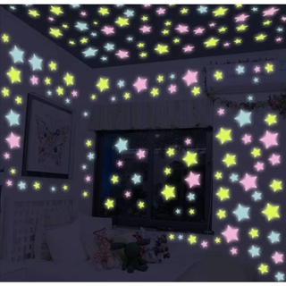 Adesivo Luminoso de Teto Estrelinha e Floco de Neve Fluorescente para Decoração