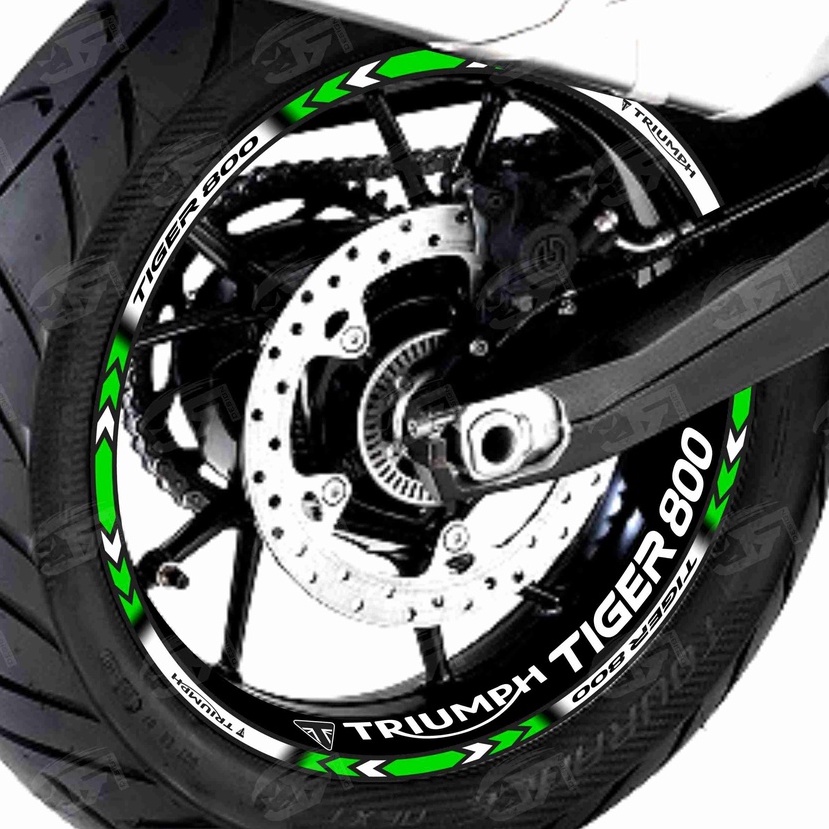 Adesivo Friso Refletivo Roda Moto Triumph Tiger 800 XR XRX XRT Tiger 800 XC XCX XCA  + Adesivos Internos M01 verde2