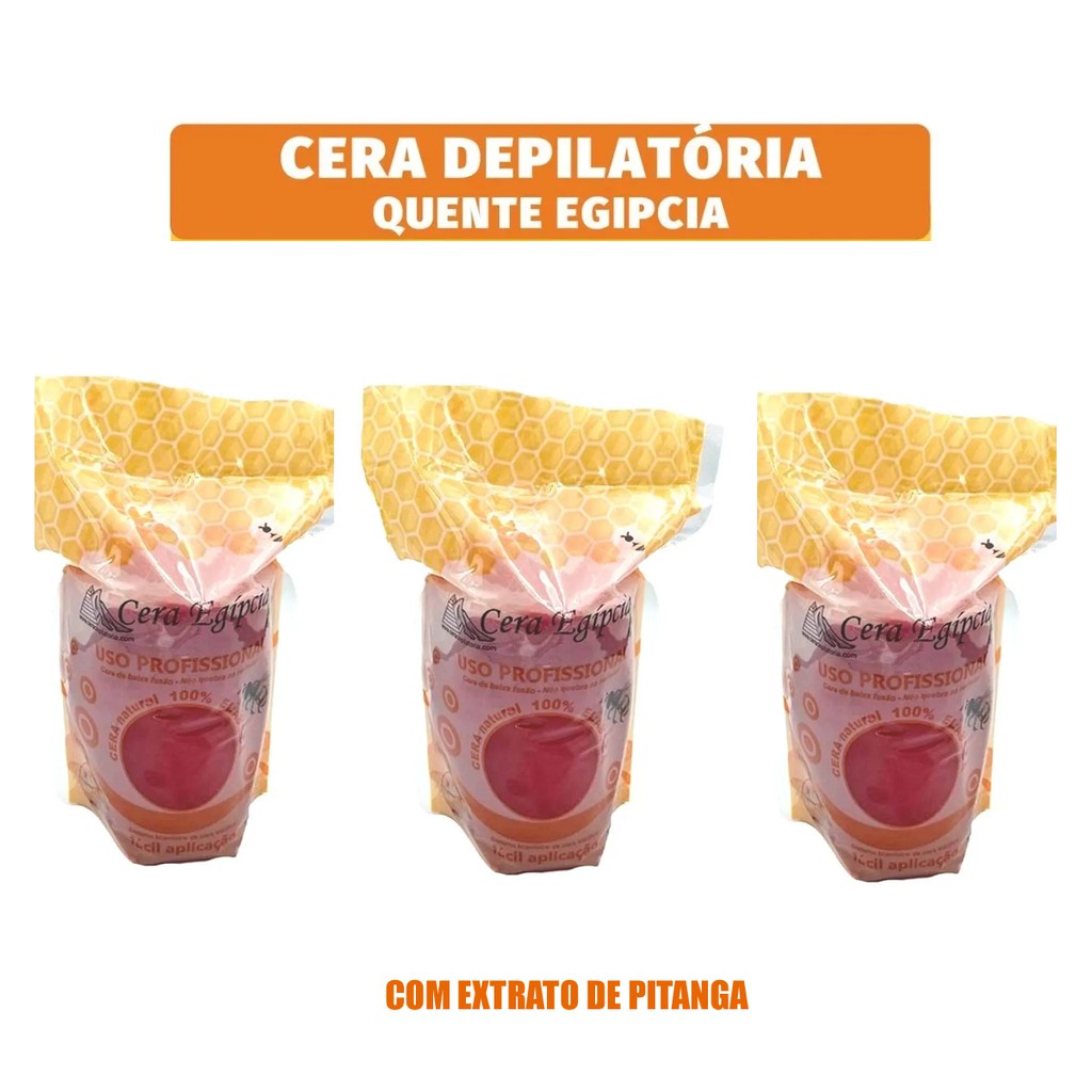 Kit 3 Ceras Egipcia Quente Depilatória Elástica Cravo 500g D