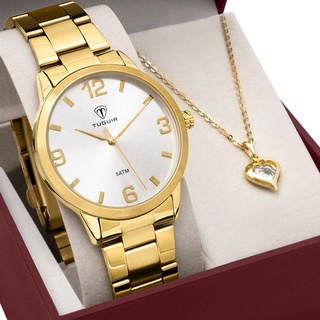 Kit Relógio Tugir Feminino com Colar TG35026 em Oferta na Shopee