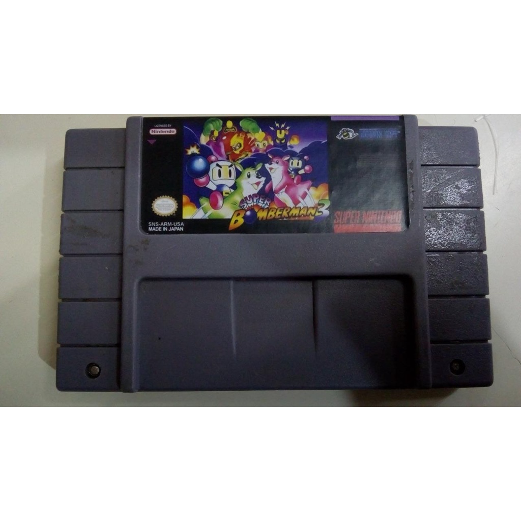 Fita Super Bomberman 3 Jogo Snes cartucho Super Nintendo Funcionando