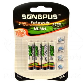 KIT CARTELA 4 Pilha AAA Recarregável 2700mAh SONGPUS
