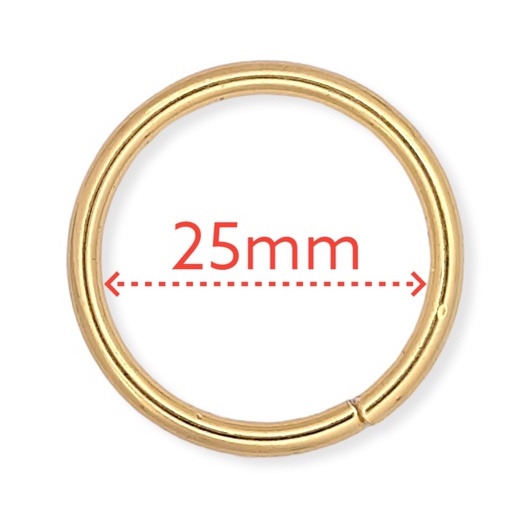 Argola Dourada 25mm (10und) - 2,5 CM  - Para Bolsas, Mochilas, Necessaire, Artigos de Costura e Confecções