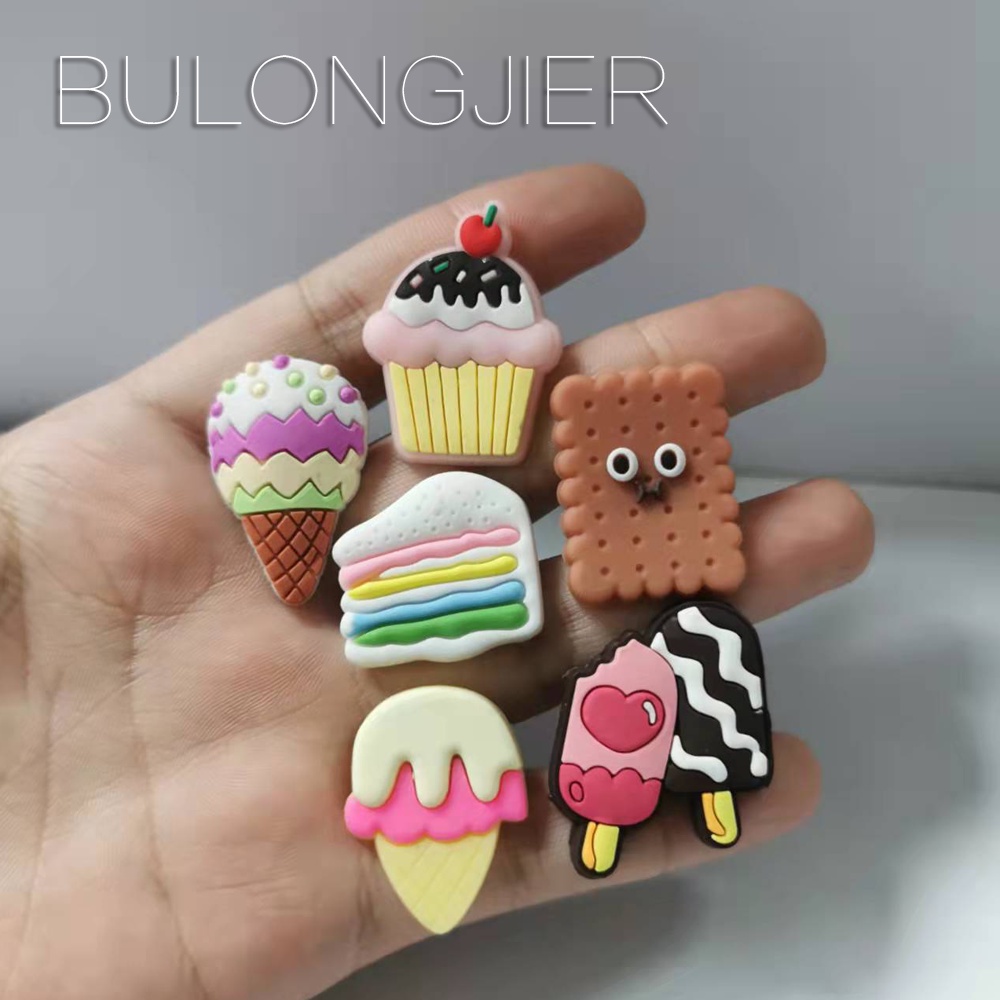 BLJE PVC Sapato Encantos Acessórios Sorvete Decoração Biscoito Fivelas Para Tamanco Sandálias Pino Presentes De Aniversá