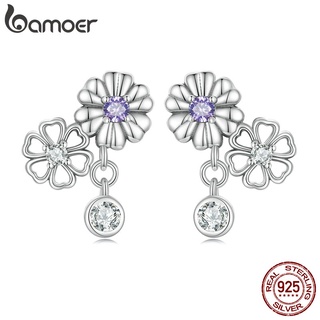 Brincos Bamoer 925 Prata Margarida Orelha Cravo Fashion Jóias Presentes Para Meninas