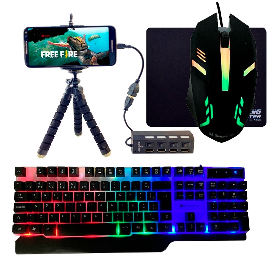 Kit Gamer Mobilador Para Celular Com Teclado + Mouse Optico Shopee Brasil