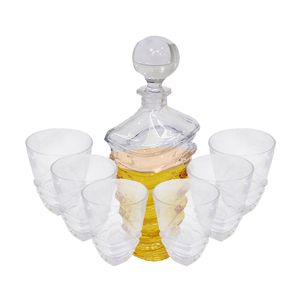 kit com 1 garrafa 750ml e 6 copos 280ml cristal ecológico Wave