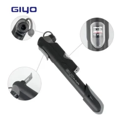 MINI BOMBA BIKE PUMP GP41 GIYO MANÔMETRO BICO FINO E GROSSO