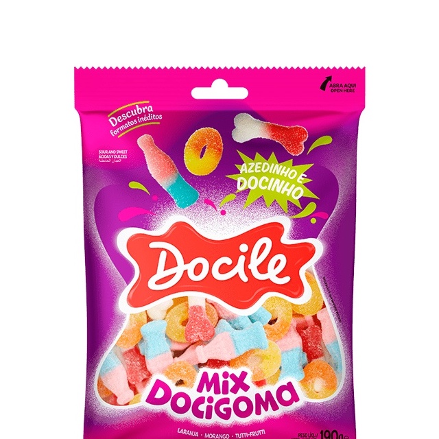 Bala Mix Doce Goma Azedinha E Docinho 190g Docile
