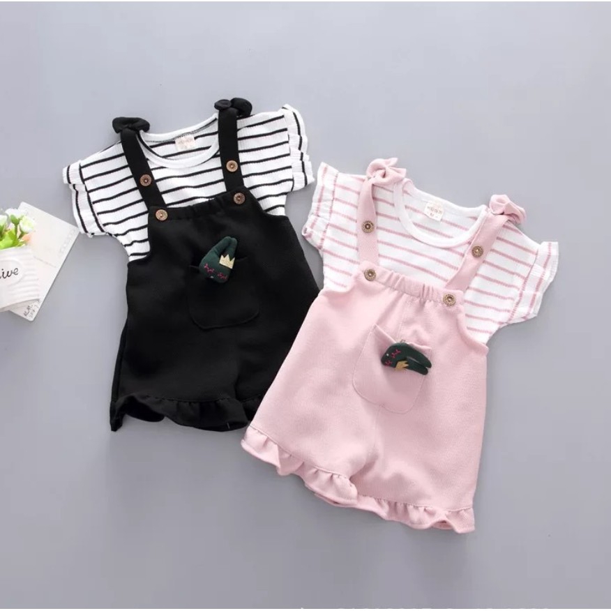 2 Pçs Bonito Da Criança Do Bebê Menina Camiseta + Shorts Suspender Roupas De Passeio Nova Moda Bay Define Ternos Bajubab